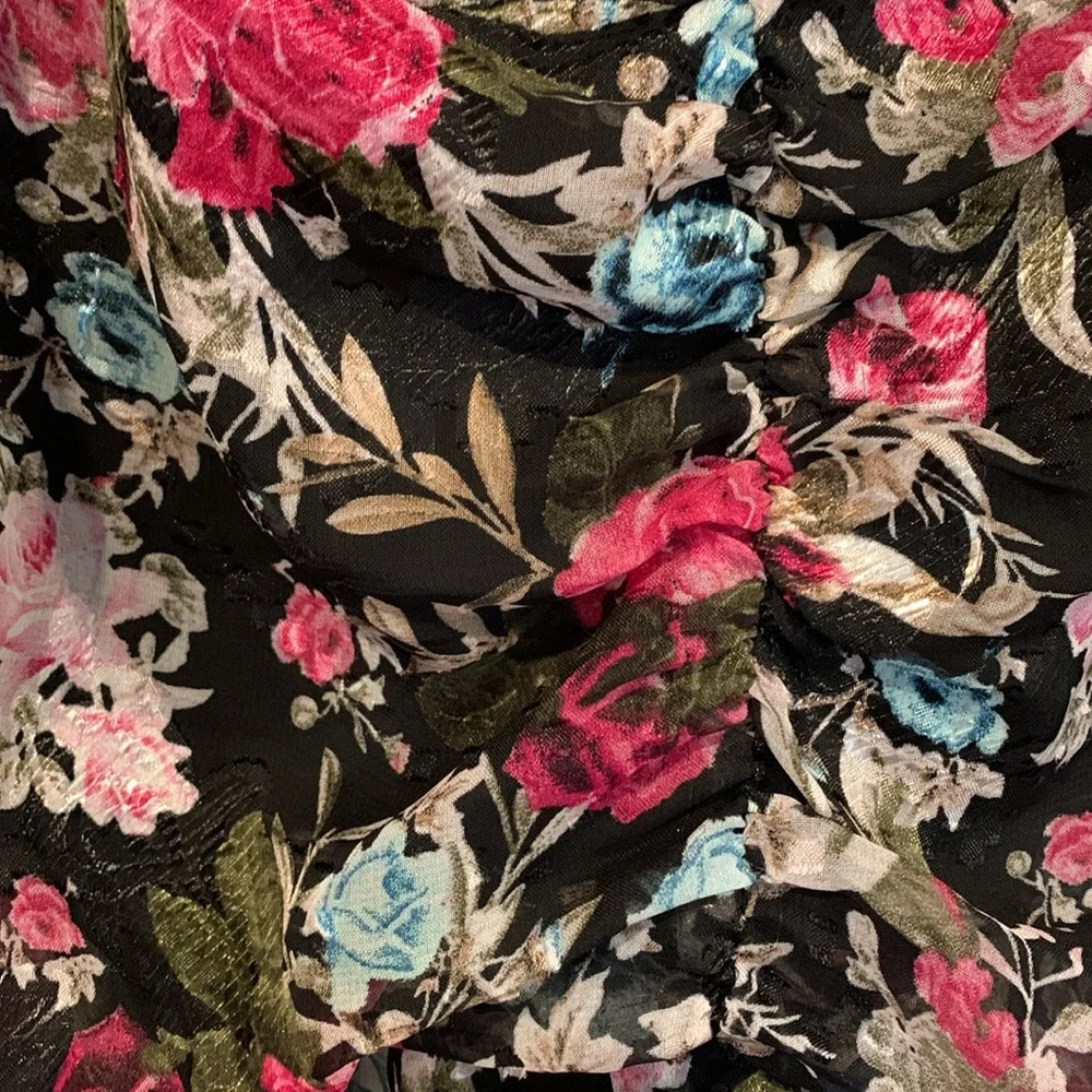 ACOA Black Floral Dress with Ruffles and Layers - Size XL - Picture 9 of 15